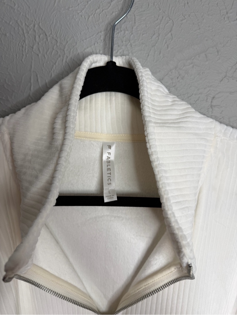 Fabletics Ivory Ribbed Half-Zip Pullover - Picture 3 of 5